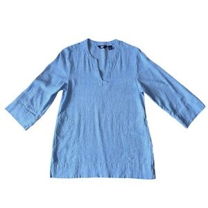 Lands’ End Women’s Small Linen Blend Tunic Top Relaxed Fit Beach Resort Cover Up